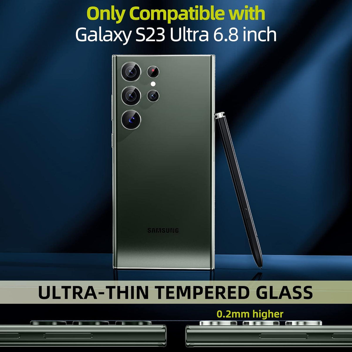 Kameraschutz Samsung Galaxy S23 Ultra Kratzfestes Glas Metallring Transparent