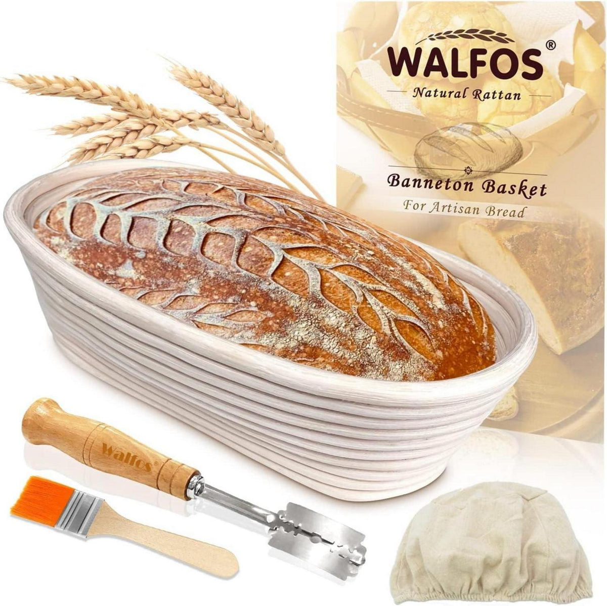 Gärkorb Oval BannetonSet für professionelles Brotbacken 25cm Rattan