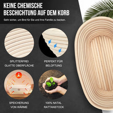 Walfos Gärkorb Oval Brotbacken Set 25cm Rattan mit Zubehör