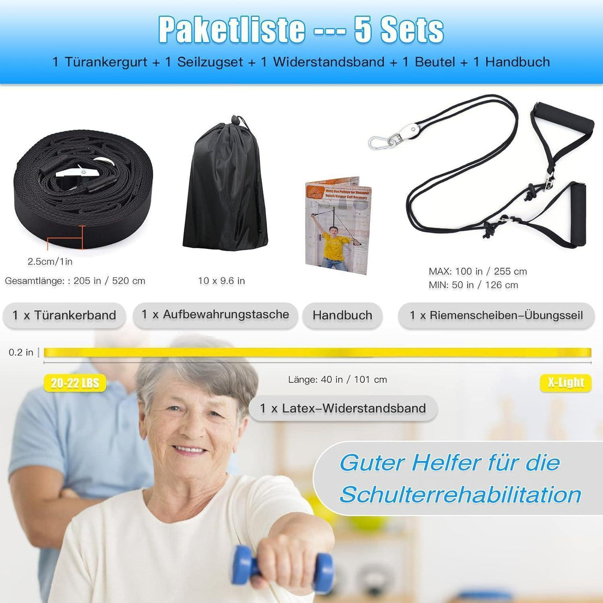 Schulter-Seilzug-Set für Physiotherapie und Training