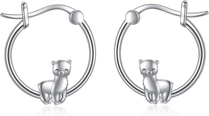 Lama Hoop Ohrringe 925 Sterling Silber Faultier Schmuck