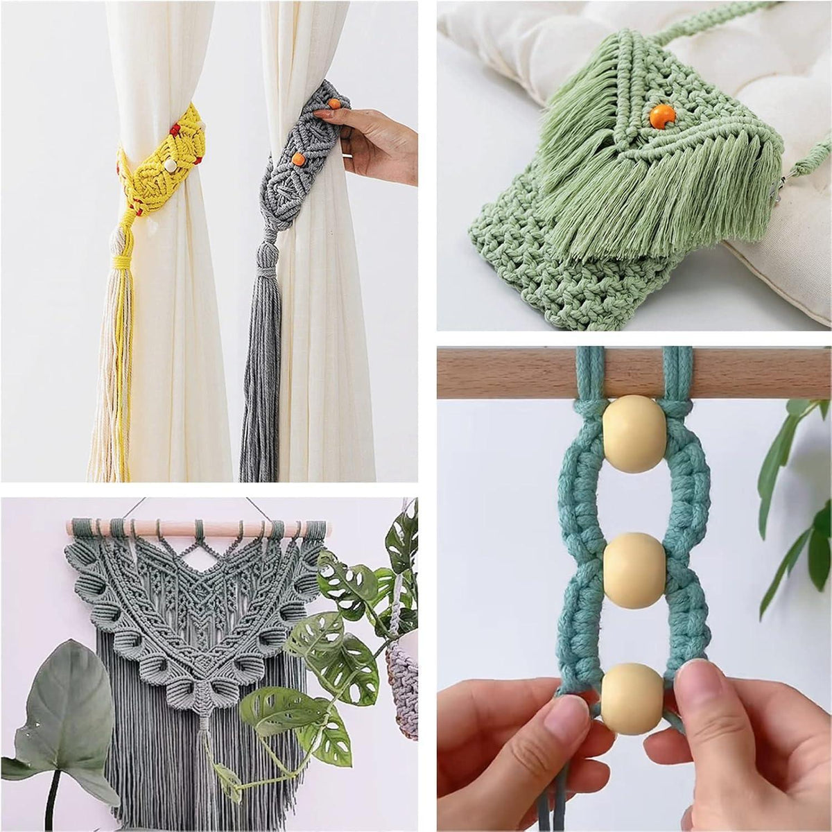 Makramee Set 3mm x 60m mit Zubehör – DIY Bastelset für Wandbehang