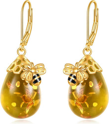 Bernstein Biene Leverback Ohrringe 925 Sterling Silber Ohrringe