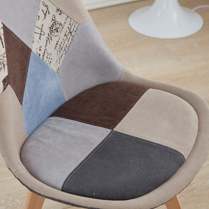 Patchwork Esszimmerstuhl-Set (8 Stühle, Braun) mit Sitzkissen
