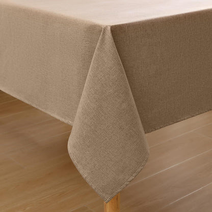 Abwaschbare Tischdecke Leinenoptik mit Lotuseffekt Hellbraun 130x160 cm