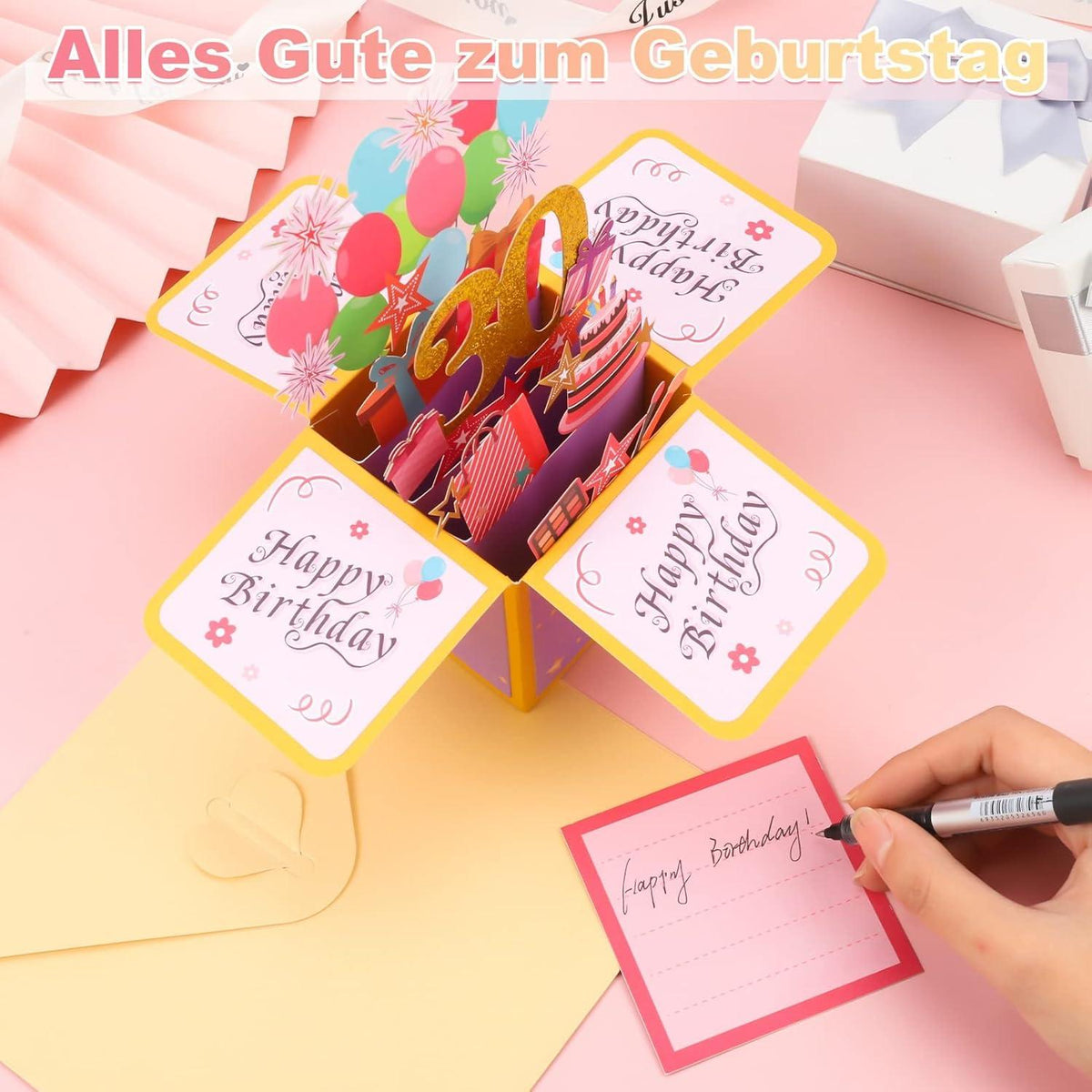 30. Geburtstagskarte 3D Pop-Up Glückwünsche Umschlag