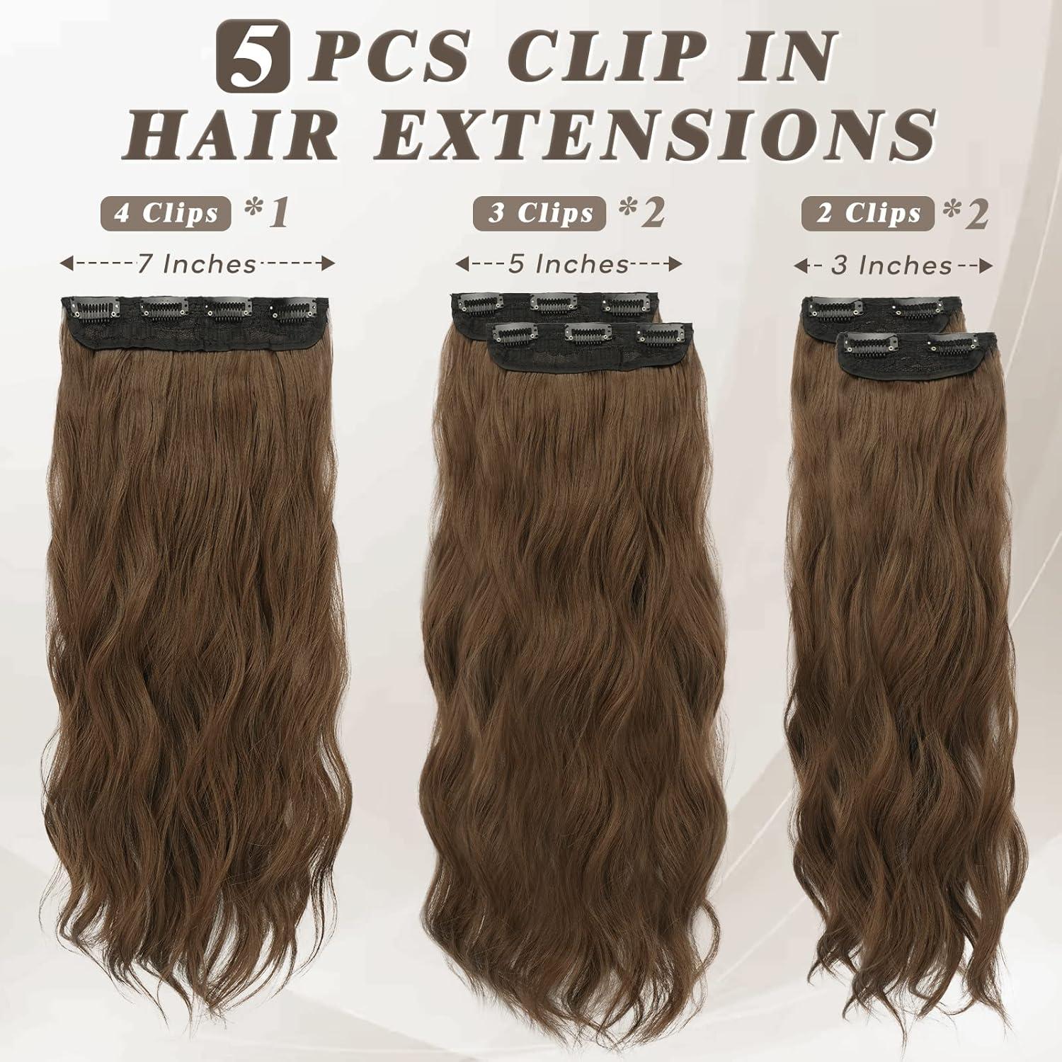 Lange Wellige Goldenes Kastanienbraun Clip in Extensions 45