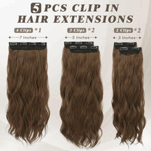 Lange Wellige Goldenes Kastanienbraun Clip in Extensions 45