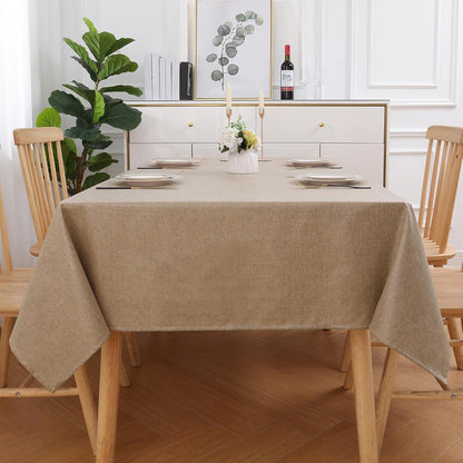 Abwaschbare Leinentischdecke mit Lotuseffekt, Hellbraun 140x220 cm