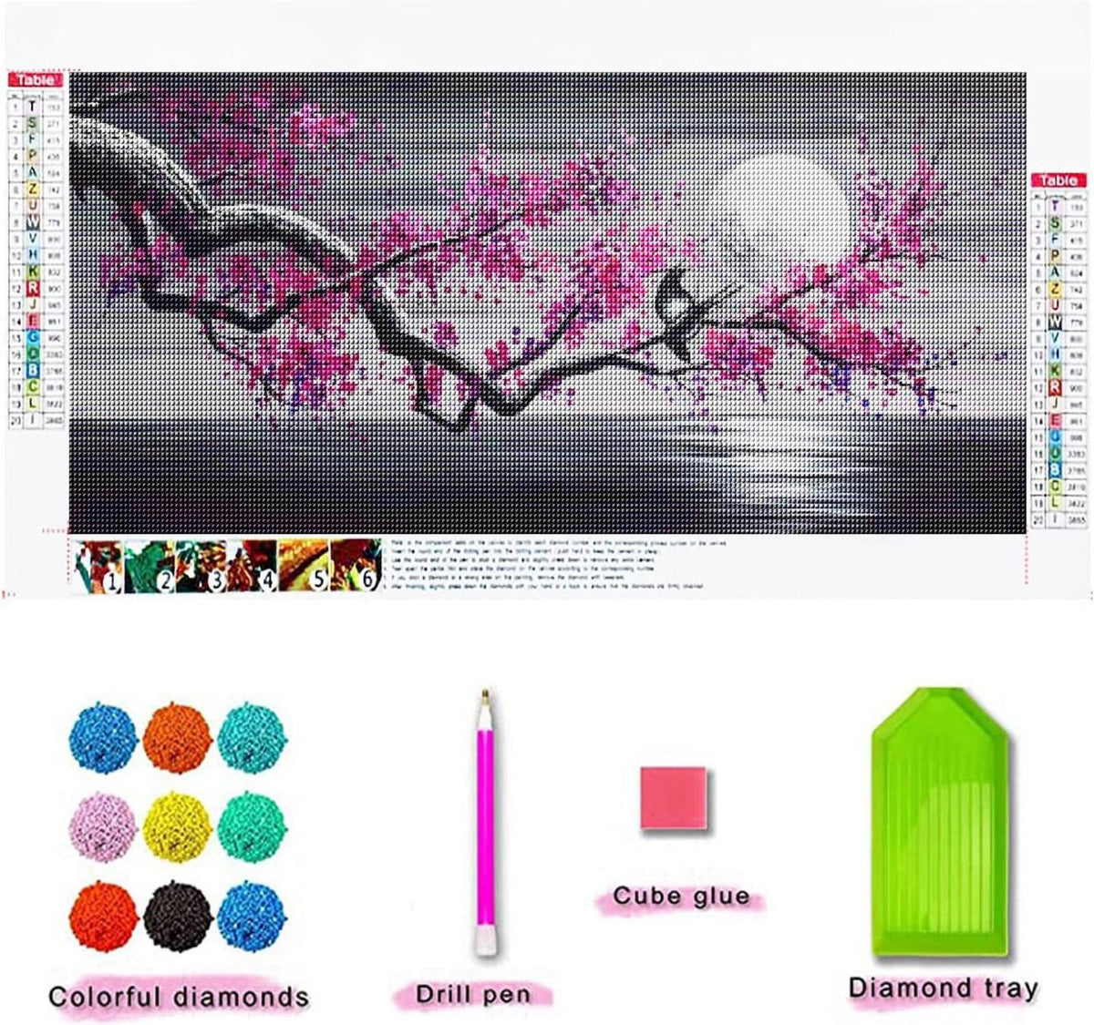 Trayosin 5D Diamond Painting Wandkunst Blumen Lila XXL Full Drill Set 100x40cm