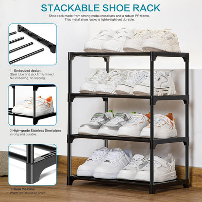 Schuhregal 4 Etagen – Kleiner Schuh Organizer für Flur & Bad