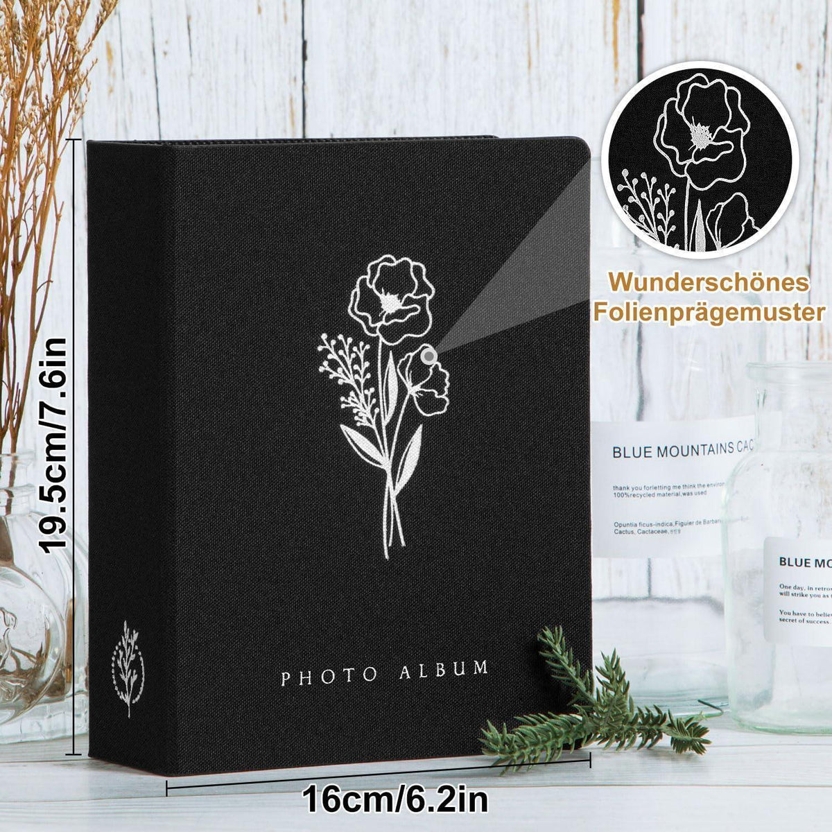 Fotoalbum 13x18cm Leinen 2er-Pack 200 Fotos Schwarz