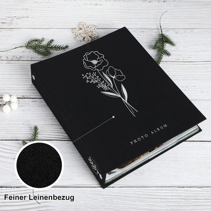 Fotoalbum A5 Leinen 50 Bilder Schwarz