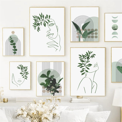 Bohemian Poster Set Grüne Pflanze Moderne Wandbilder Wohnzimmer Schlafzimmer