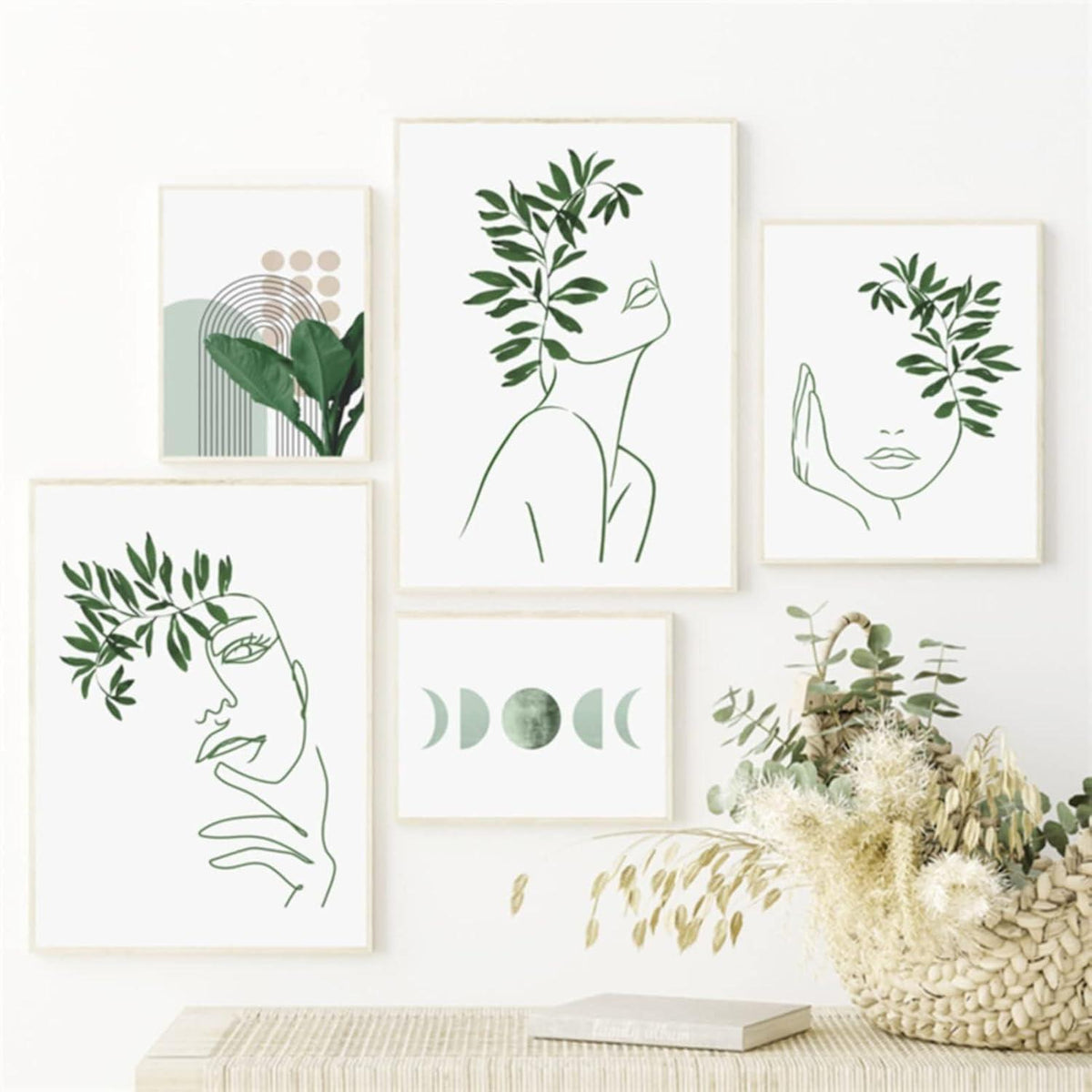 Grüne Pflanze Wandbilder Set, 3-teilig, Moderne Kunst, 30x40cm