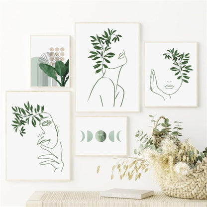 Grüne Pflanze Wandbilder Set, 3-teilig, Moderne Kunst, 30x40cm