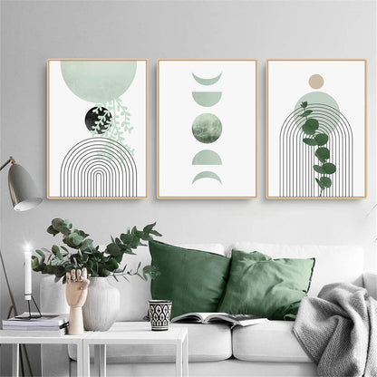 3er Set Grüne Pflanze Poster Leinwand Modern Bohemian Wandbilder 40x50cm