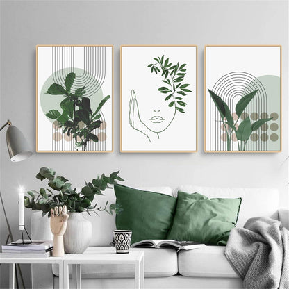 3-teiliges Bohemian Poster Set Grüne Pflanze Bilder 21x30cm