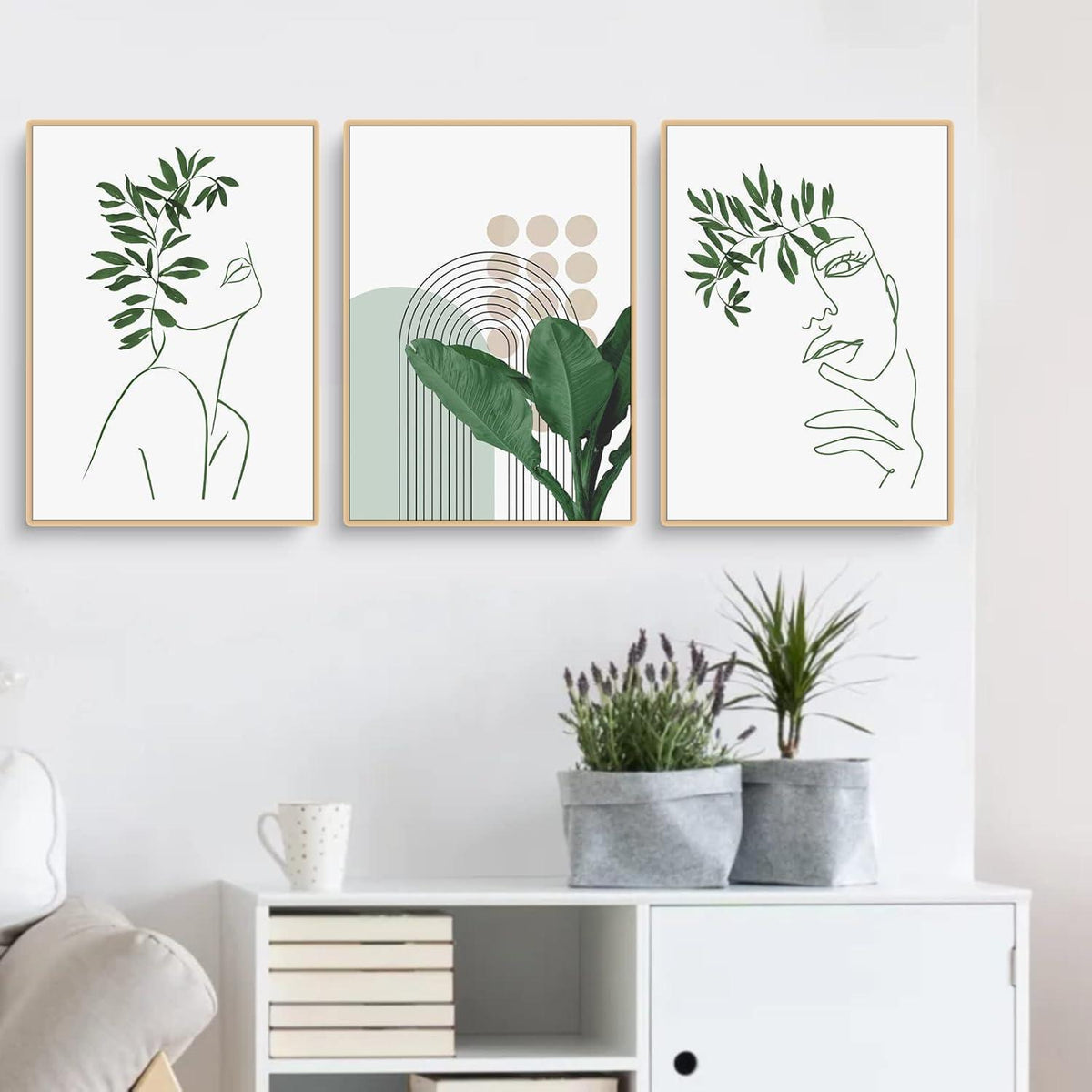 Boho Poster Set 3er-Set Grünpflanzen Wandbilder Modern