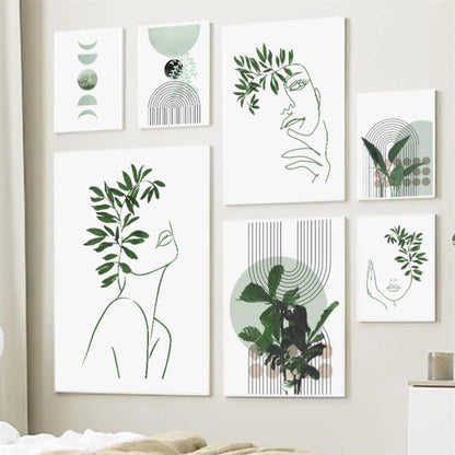 3-teiliges Bohemian Poster Set Grüne Pflanze Bilder Moderne