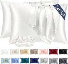 Satin Kissenbezug 50x70 Ivory mit Haargummis