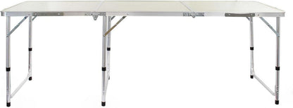 Klappbarer Campingtisch 180x60x70cm höhenverstellbar Aluminium MDF Graziles Grau