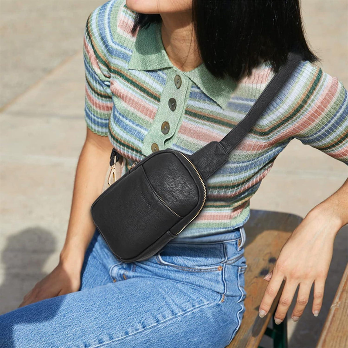 Telena Damen Brusttasche Schultertasche Mini Crossbody Bag