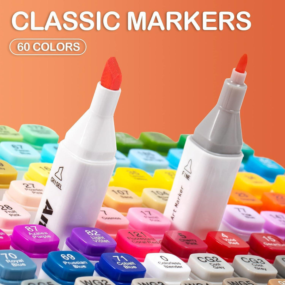 Alkohol Marker Set 60 Farben - Twin Tip Stifte zum Zeichnen & Ausmalen