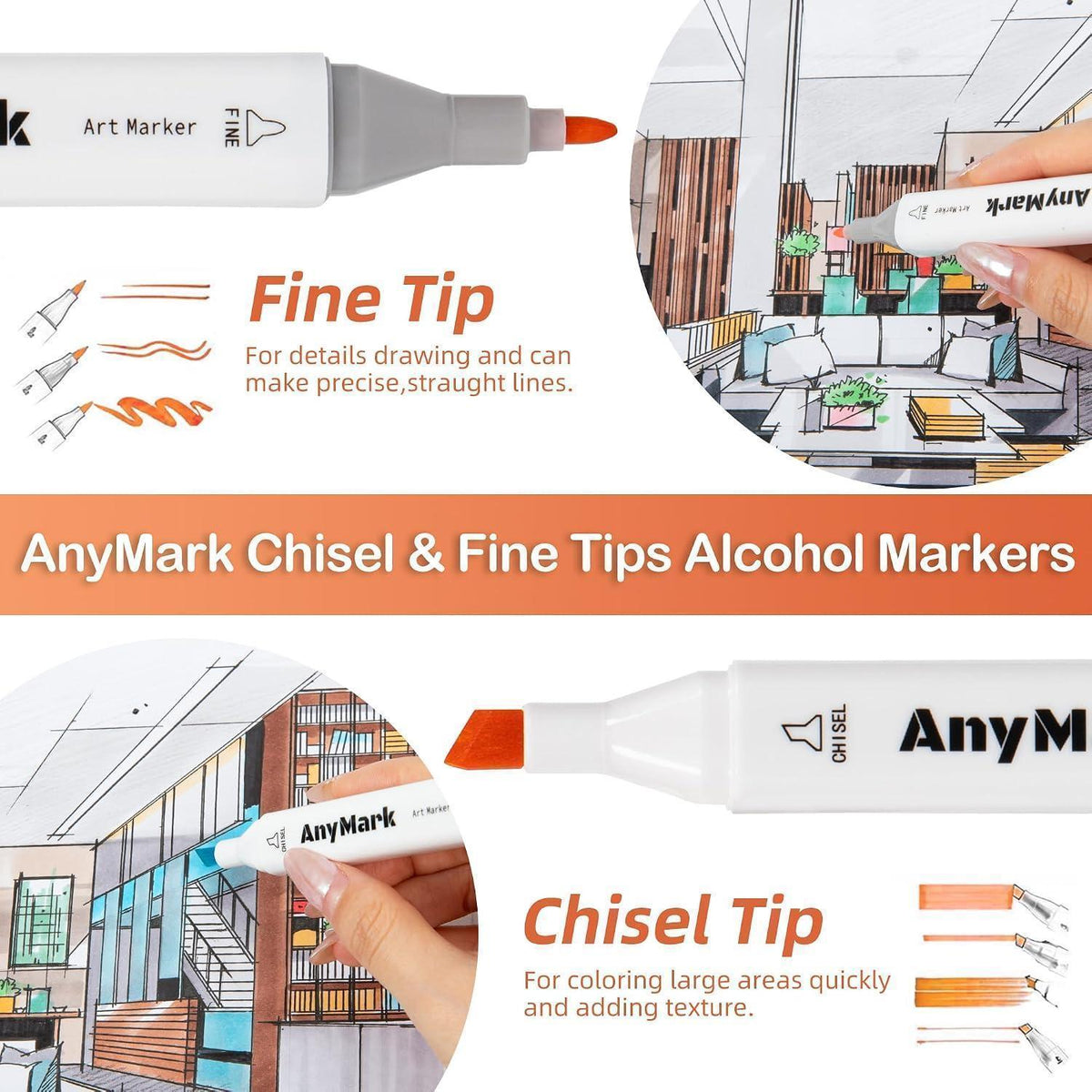 Alkohol Marker Set 60 Farben - Twin Tip Stifte zum Zeichnen & Ausmalen