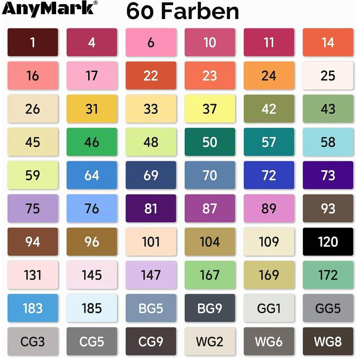 Alkohol Marker Set 60 Farben - Twin Tip Stifte zum Zeichnen & Ausmalen