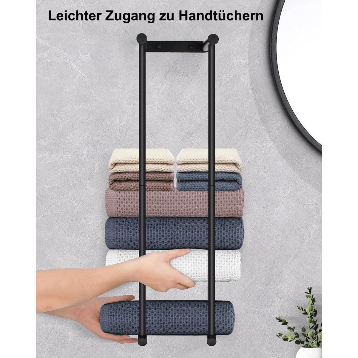 Handtuchhalter Edelstahl Schwarz 75cm ohne Bohren