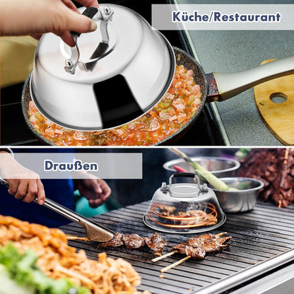 Edelstahl Burgerhaube für Grill und Küche, 2 Stück, Dauerhaft & Spülmaschinenfest