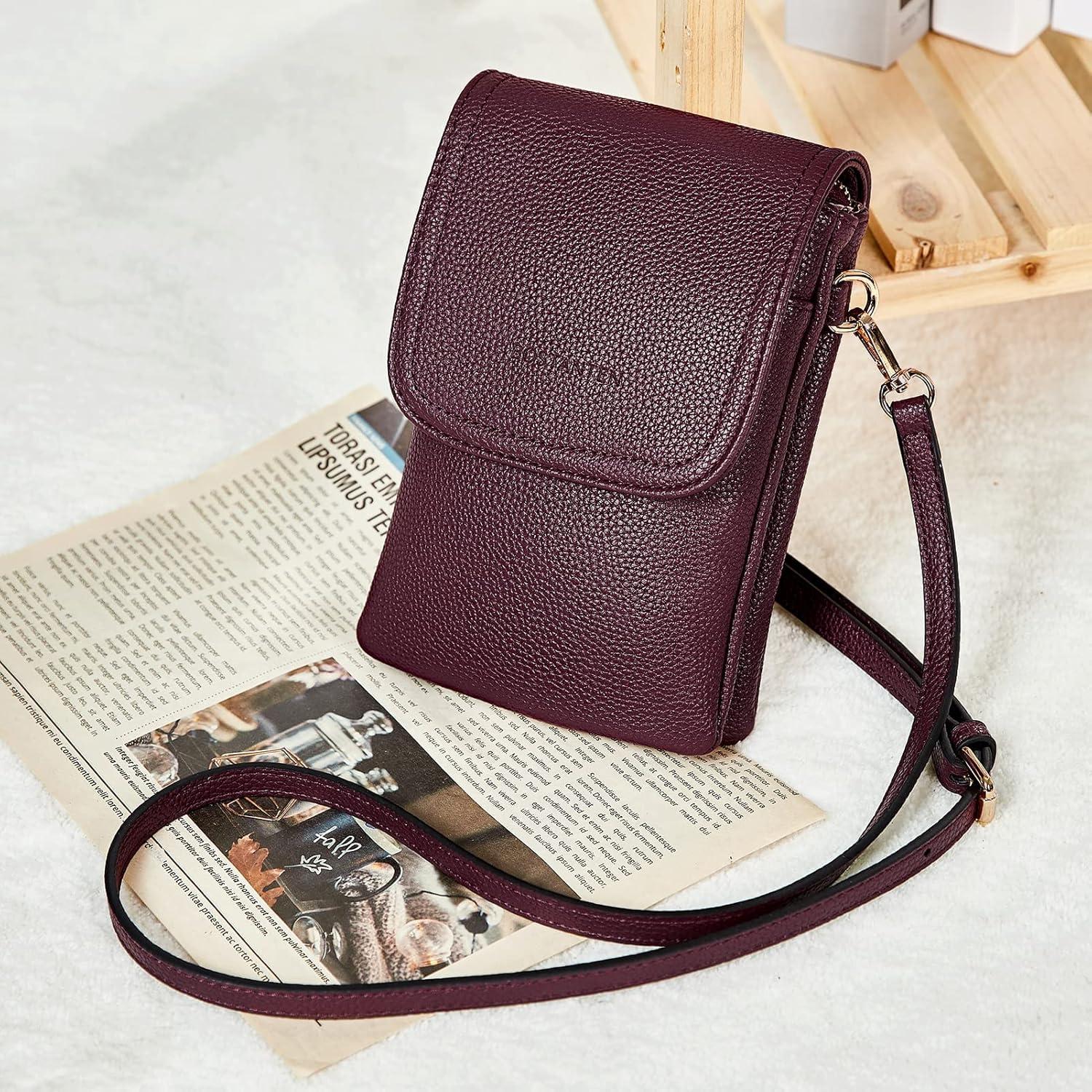 BOSTANTEN Handytasche Umhängetasche Damen PU Leder Rot 6,5 Zoll