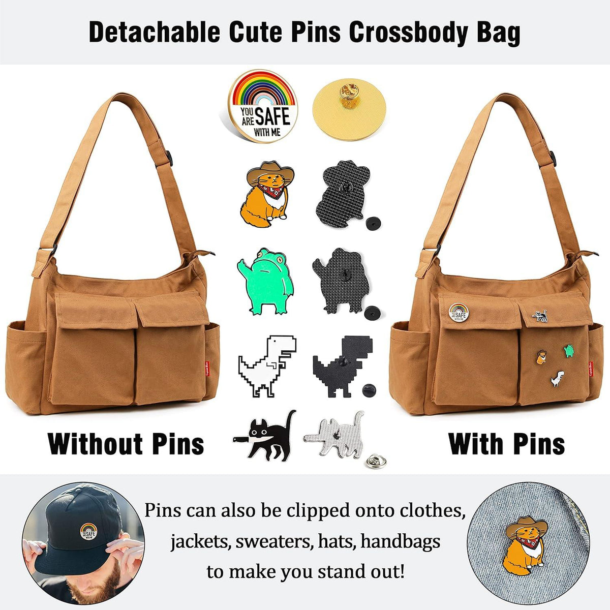 Canvas Messenger Bag Umhängetasche Crossbody Schulter Tote Hobo Bag