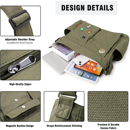 Canvas Crossbody Bag Umhängetasche Schultertasche Tote Hobo