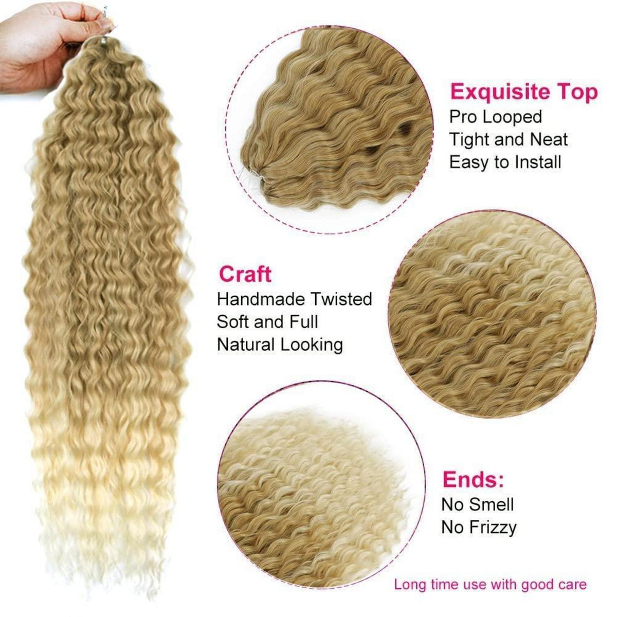 22 Zoll Water Wave Twist Häkelhaare Blond/Hellblond für Locs