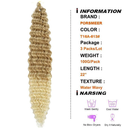 22 Zoll Water Wave Twist Häkelhaare Blond/Hellblond für Locs