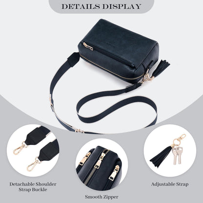 Roulens Damen Umhängetasche Vegan Leder Crossbody Abendtasche dunkelblau