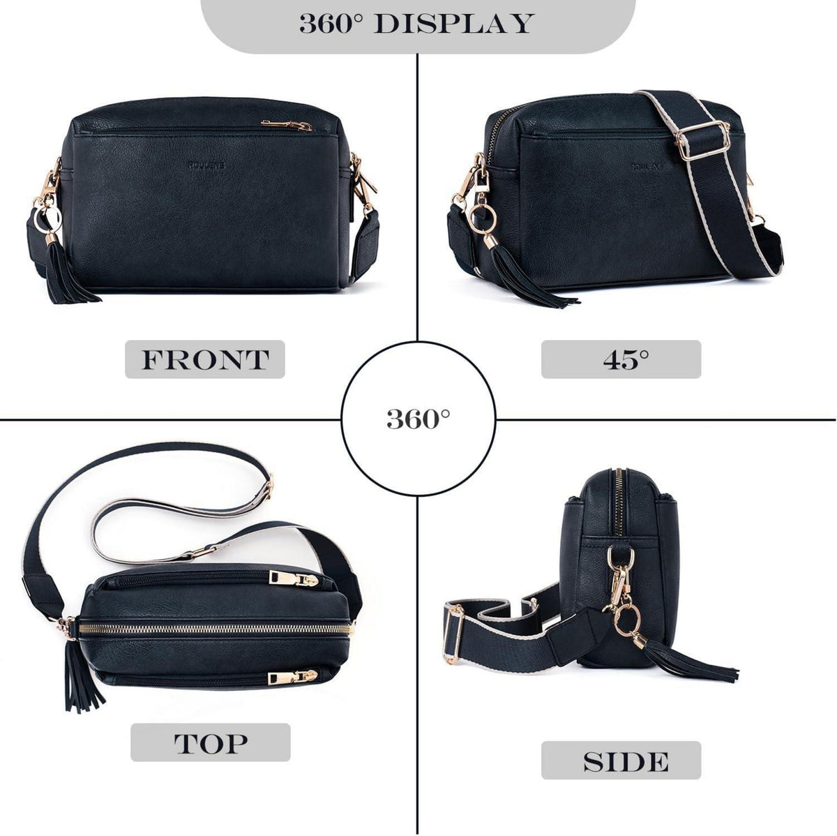 Damen Umhängetasche Veganem Leder Schultertasche mit 3