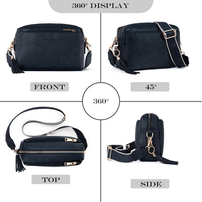 Damen Umhängetasche Veganem Leder Schultertasche mit 3