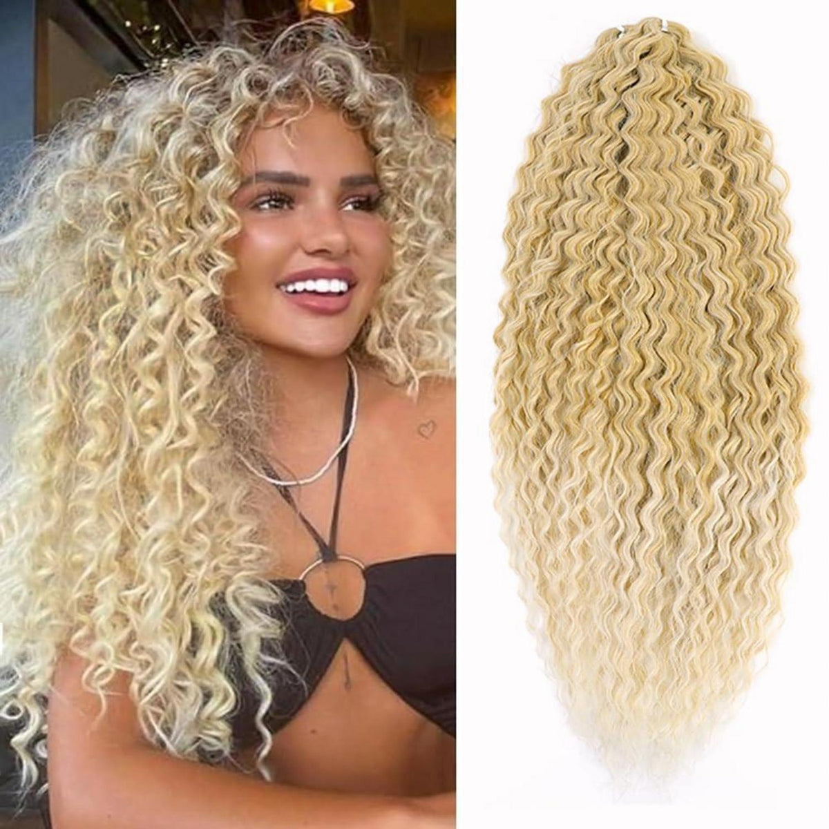 22 Zoll Wasserwellen Häkelzopf Blond Mix für Butterfly Locs