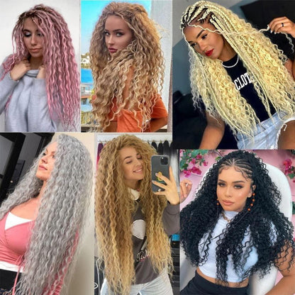 22 Zoll Wasserwellen Häkelzopf Blond Mix für Butterfly Locs