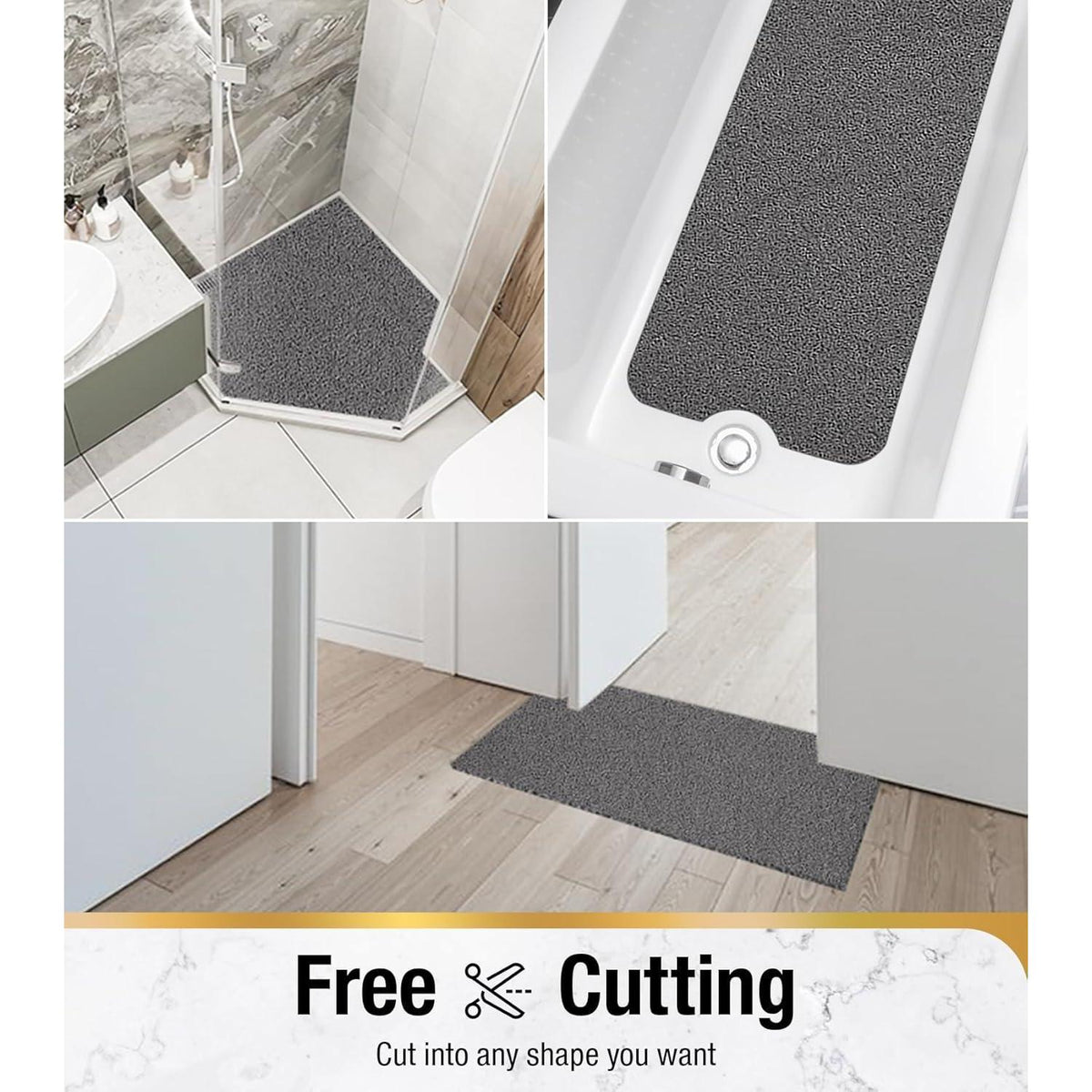 Rutschfeste Duschmatte Luffa PVC 60x40cm Grau Zuschneidbar