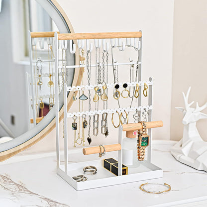 Schmuckständer mit 15 Haken und 40 Löchern - Weiß
