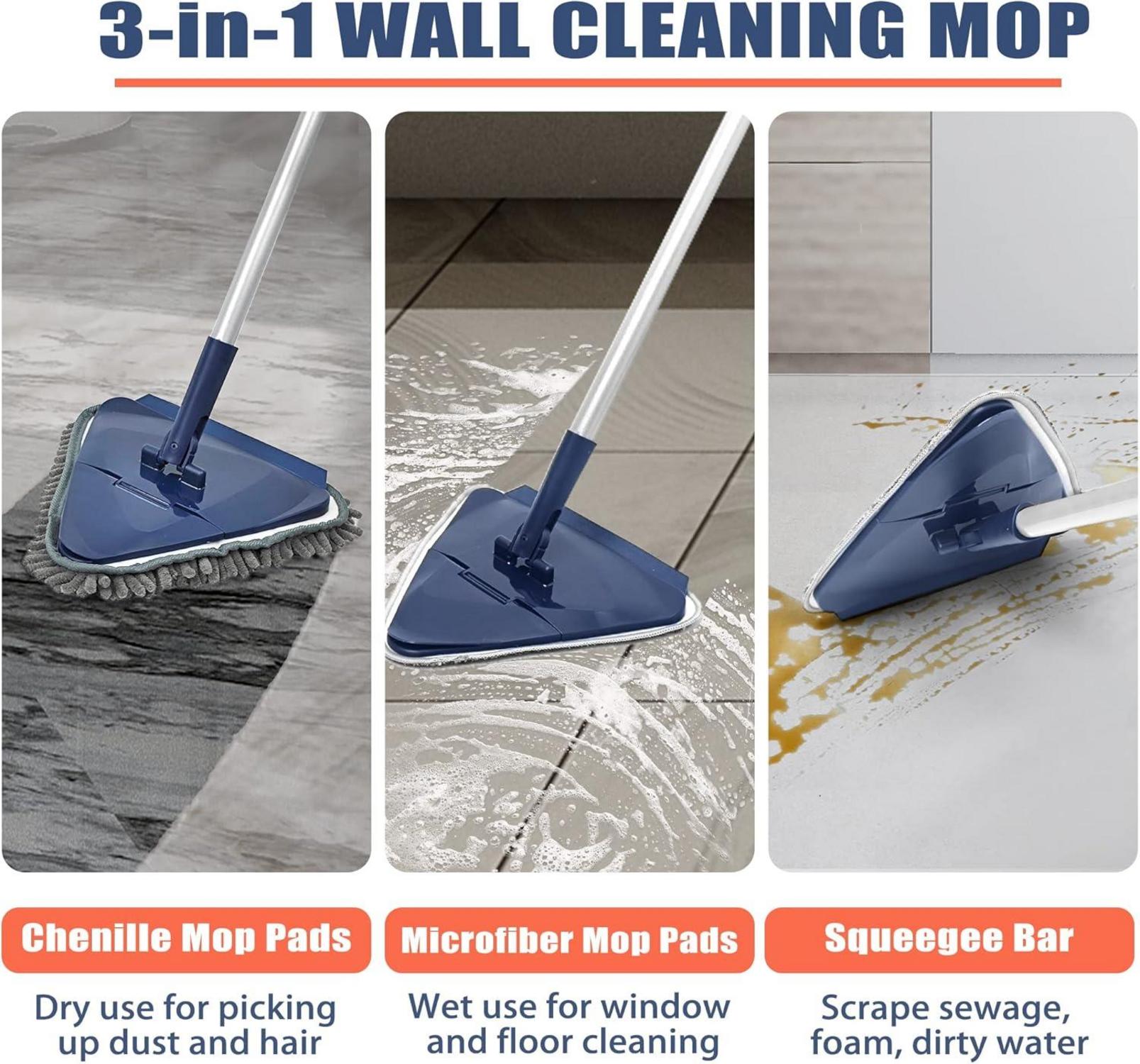 JEHONN Bodenwischer 200CM mit 6 Ersatz Pads, 3-In-1 Mop in
