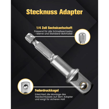 Stecknuss Adapter Set 3-teilig 1/4", 3/8", 1/2" für Bohrmaschine