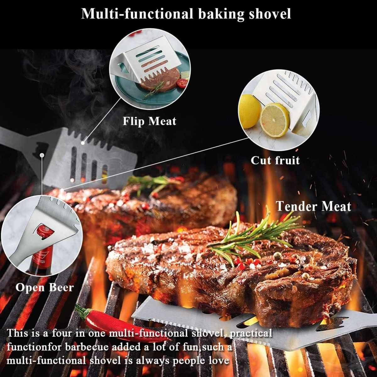 Regenbogen Grill Zubehör Set Edelstahl Titan Beschichtung Camping BBQ