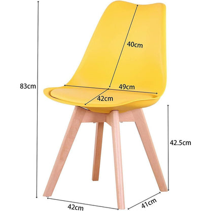 Runder Esstisch weiß mit 4 gelben Esszimmerstühlen – Modernes Esszimmer Set