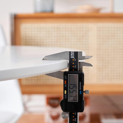 Runder Esstisch weiß mit 4 gelben Esszimmerstühlen – Modernes Esszimmer Set