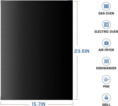 Große Teflon-Ofeneinlagen 3er Set 40*60cm Schwarz